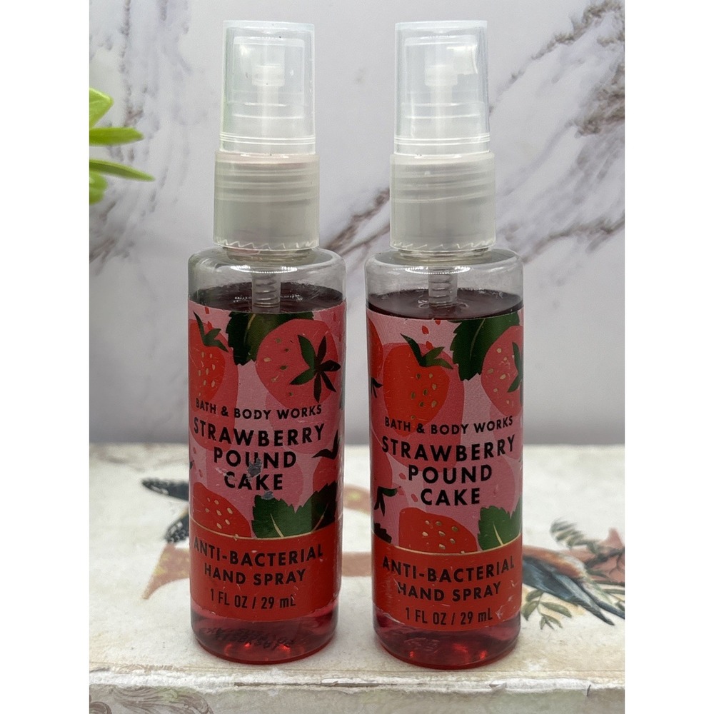 Bath & Body Works Strawberry Pound Cake 2pc Anti-Bacterial Hand Spay Set New